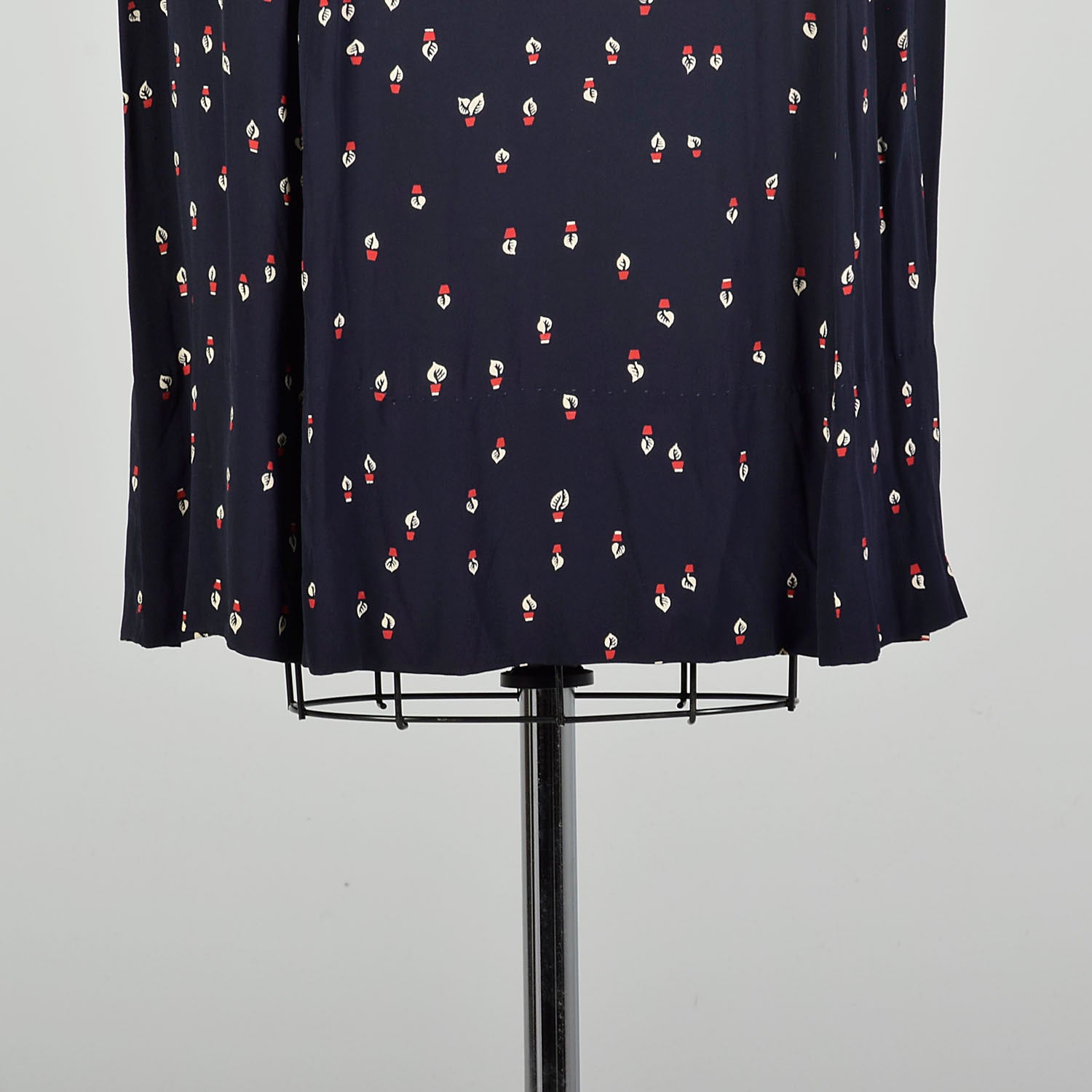 XL 1950s Dress Novelty Flower Print Navy Casual Summer Dress