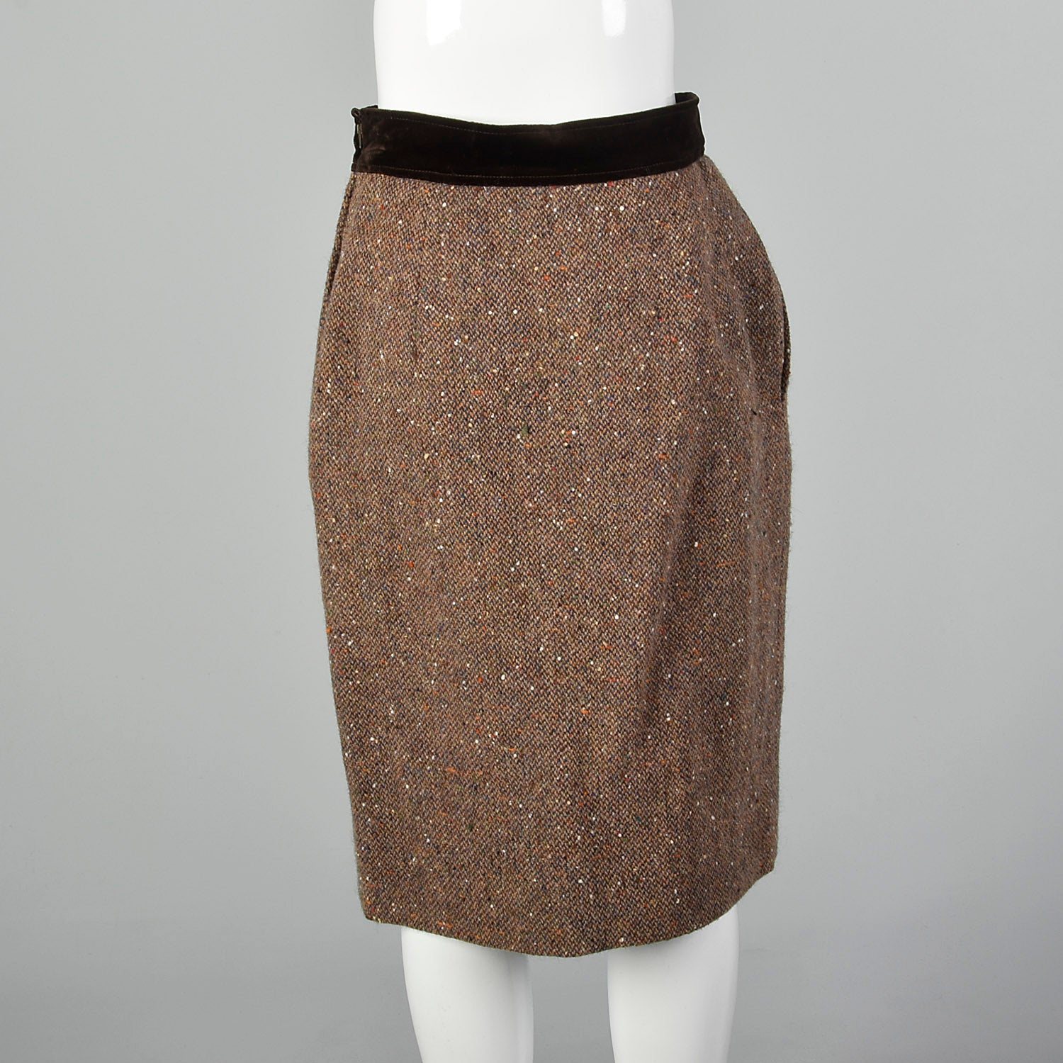 Medium Valentino Boutique 1980s Brown Tweed Skirt