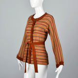 1960s Pierre Cardin Bohemian Separates Leather Skirt & Cardigan Sweater
