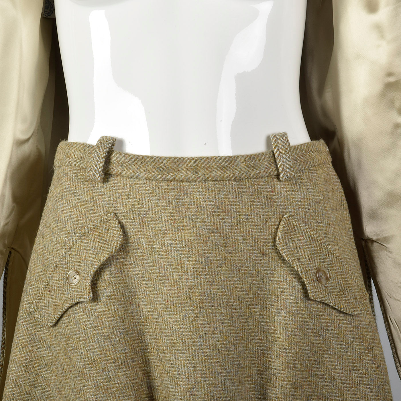 1970s Anne Klein Tweed Safari Style Suit