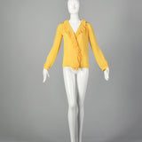Large André Laug 1960s Yellow Ruffle Wrap Top