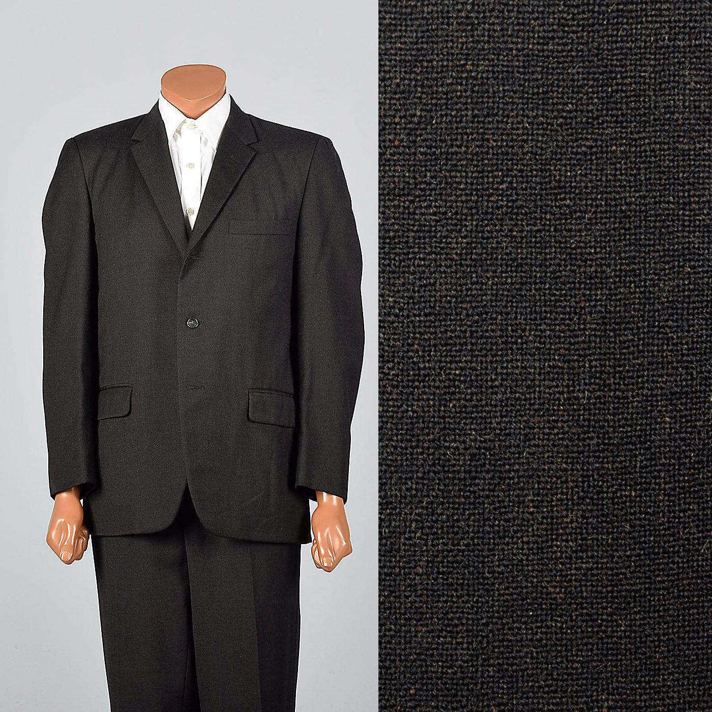 1960s Mens Brown and Black Two Piece Suit