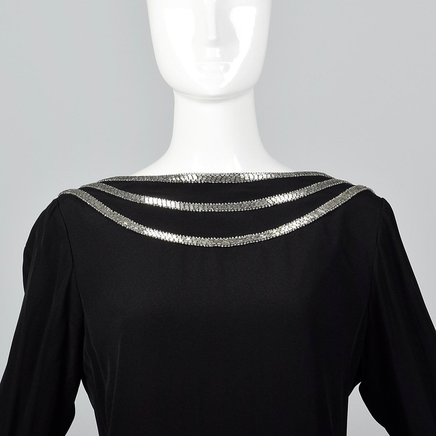 1970s Bob Mackie Little Black Dress with Dramatic Draped Back