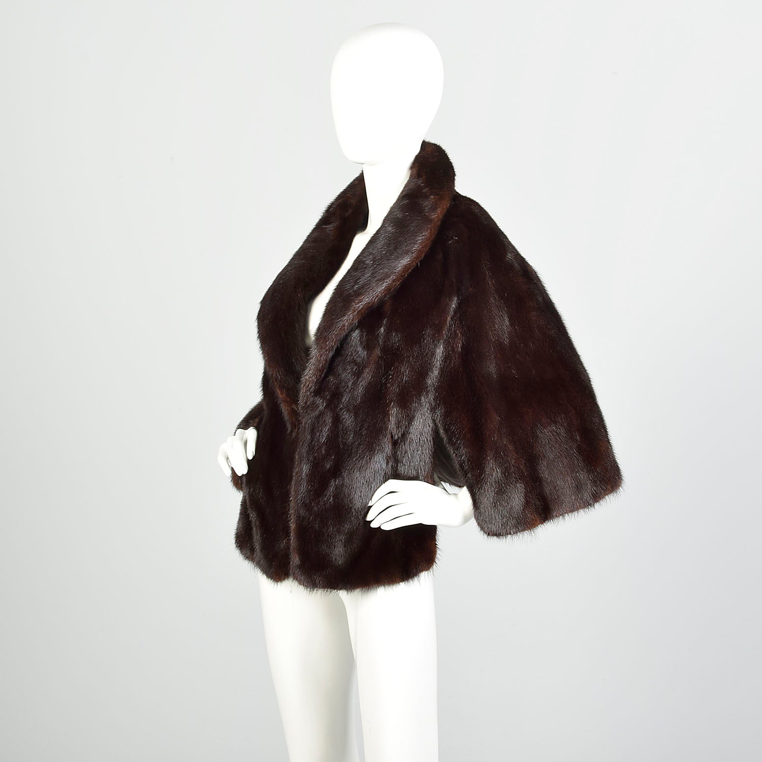 OSFM 1980s Mink Stole Natural Dark Ranch Real Fur Cape Glossy Supple Luxurious Wrap