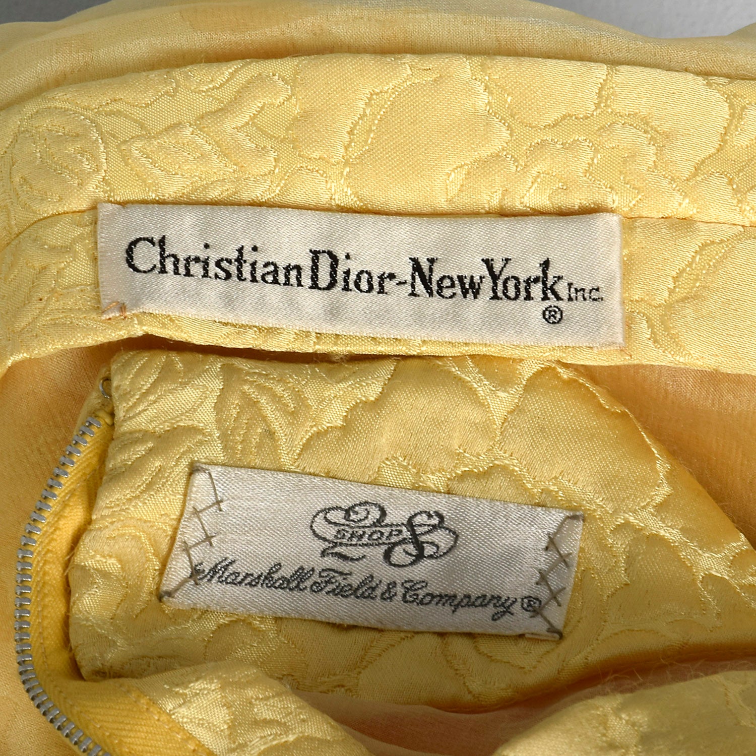 1960s Christian Dior Yellow Brocade Shift Dress