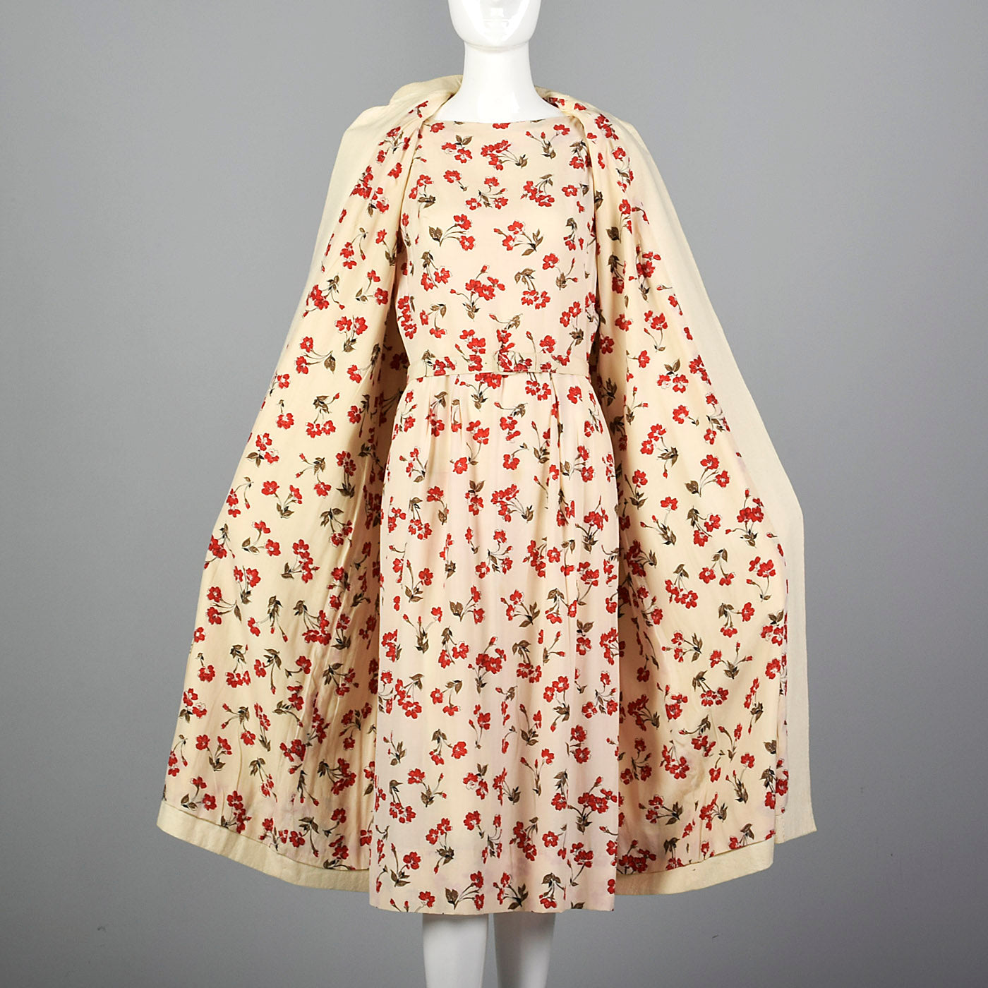 1960s Floral Print Pencil Dress with Matching Jacket