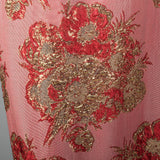 1960s Red and Gold Brocade Evening Dress