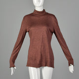 Rodier 1990s Lightweight Heathered Chestnut Wool Turtleneck