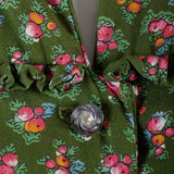 1940s Green Day Dress with Pink Floral Print