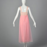 1960s Pink Nightgown with Shaped Lace Bust