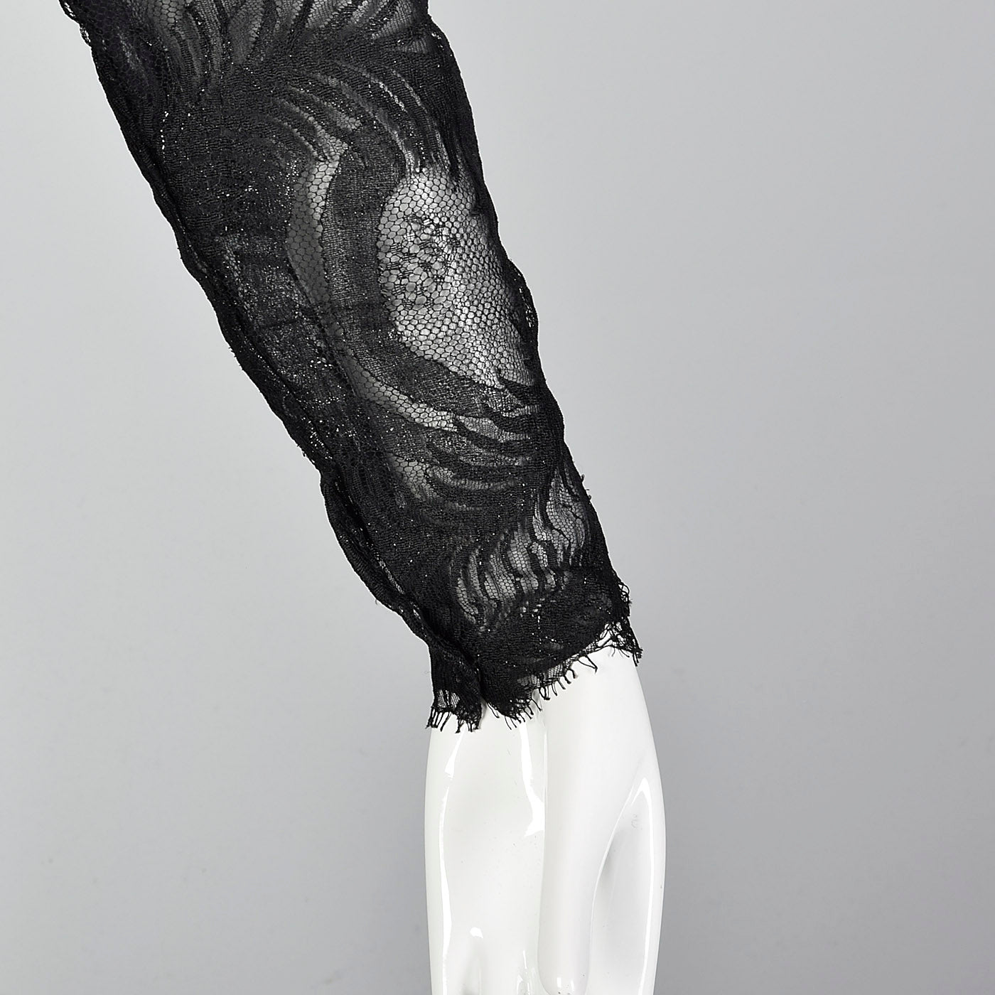 1980s Hanae Mori Black Lace Illusion Dress