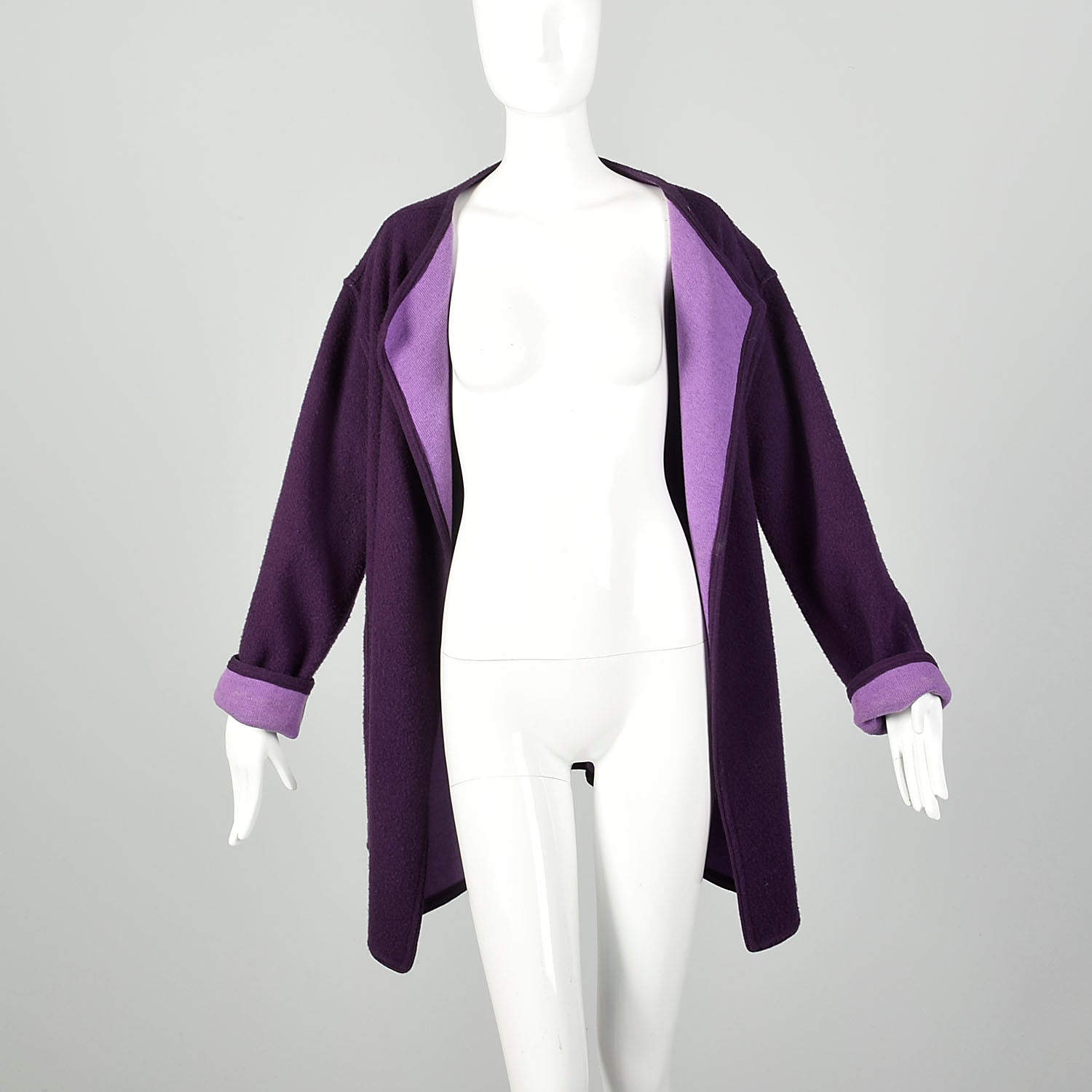 Eileen Fisher Purple Knit Cardigan Aubergine Clutch Jacket