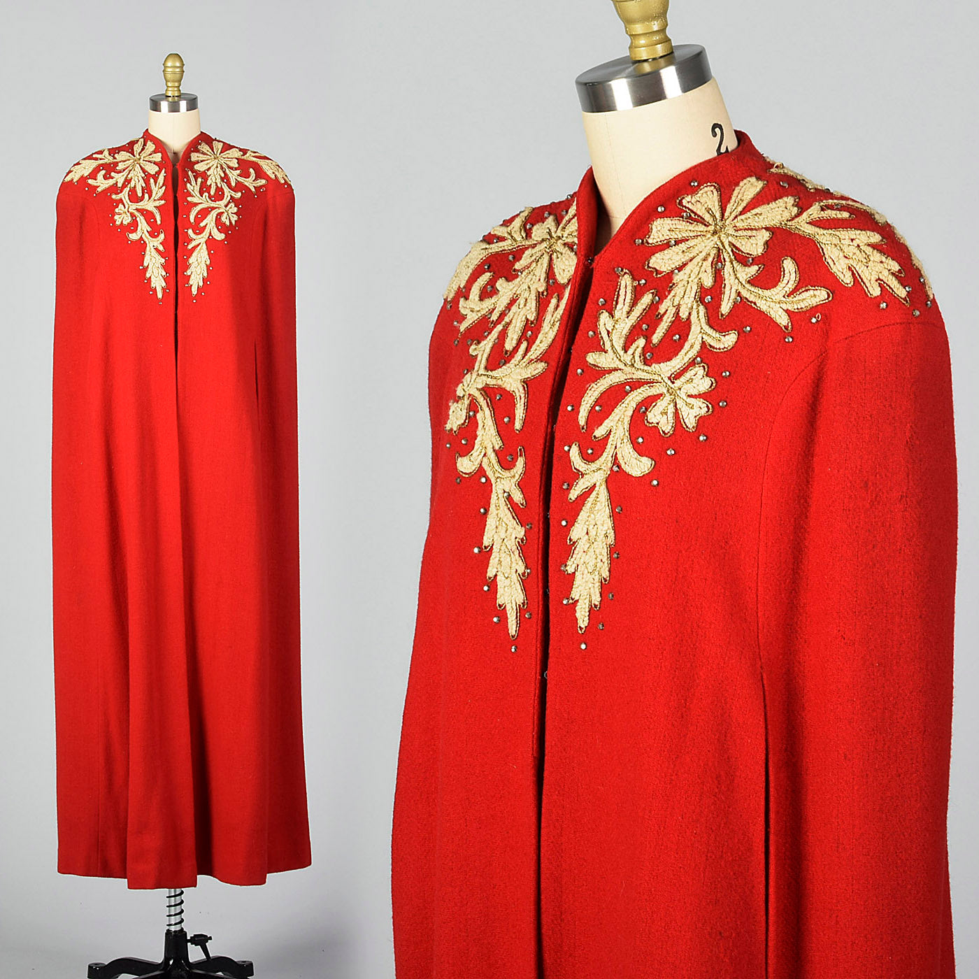 1940s Glamorous Red Cape