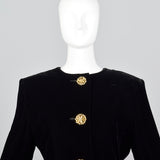 1980s Givenchy Nouvelle Boutique Black Velvet Skirt Suit