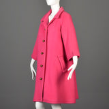 1950s Pink Wool Coat with Great Gold Buttons