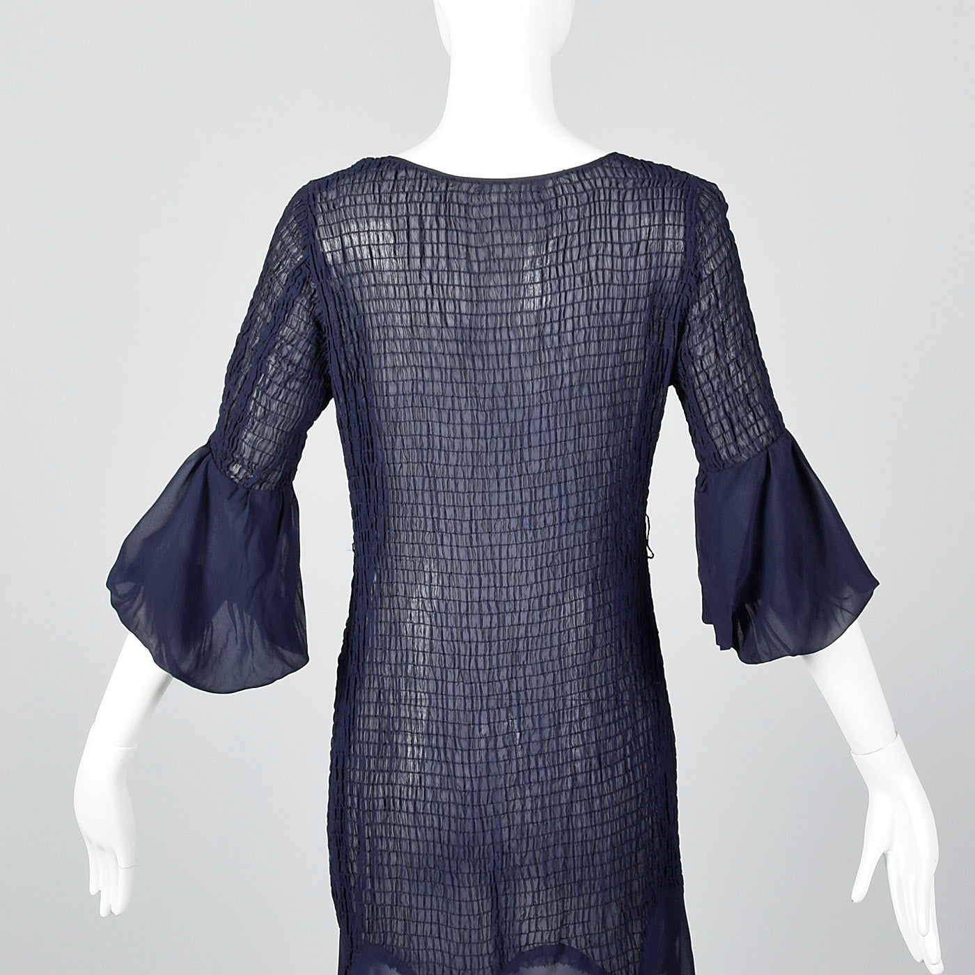 1930s Sheer Navy Blue Dress