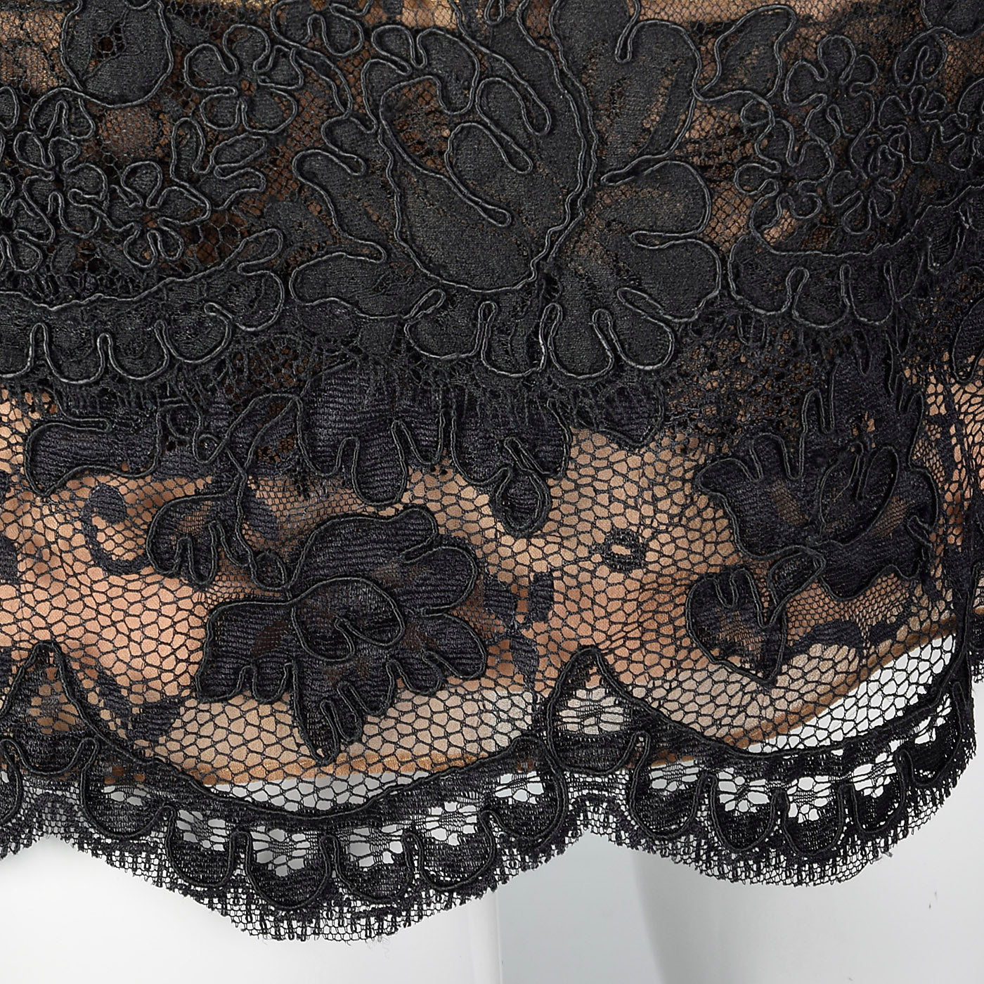 1990s Classic Oscar De La Renta Black Lace Dress