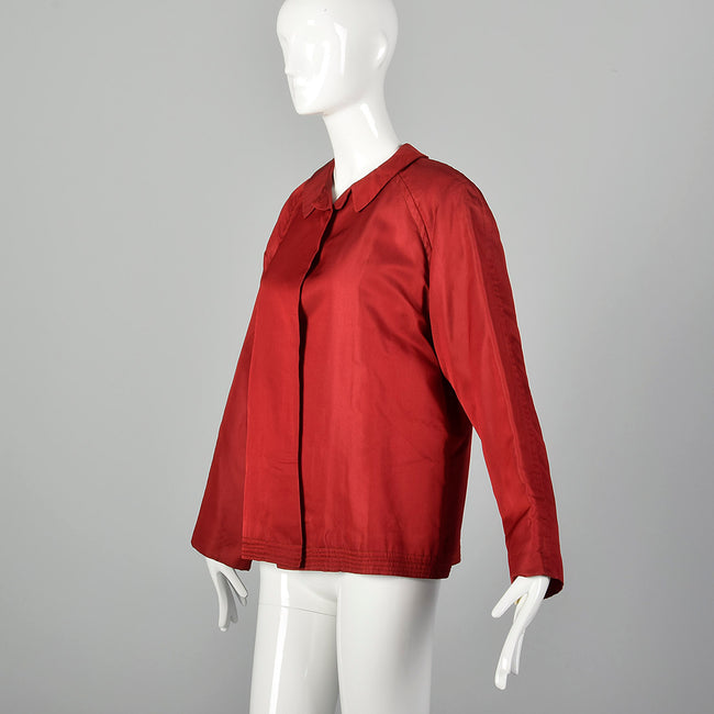 Large 1960sRed Silk Lightweight Jacket