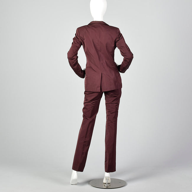 1990s Jil Sander Iridescent Burgundy Pant Suit