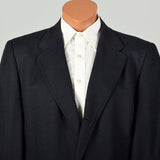 1960s Large Richman Brothers Black Lightweight Wool Outerwear Winter Overcoat