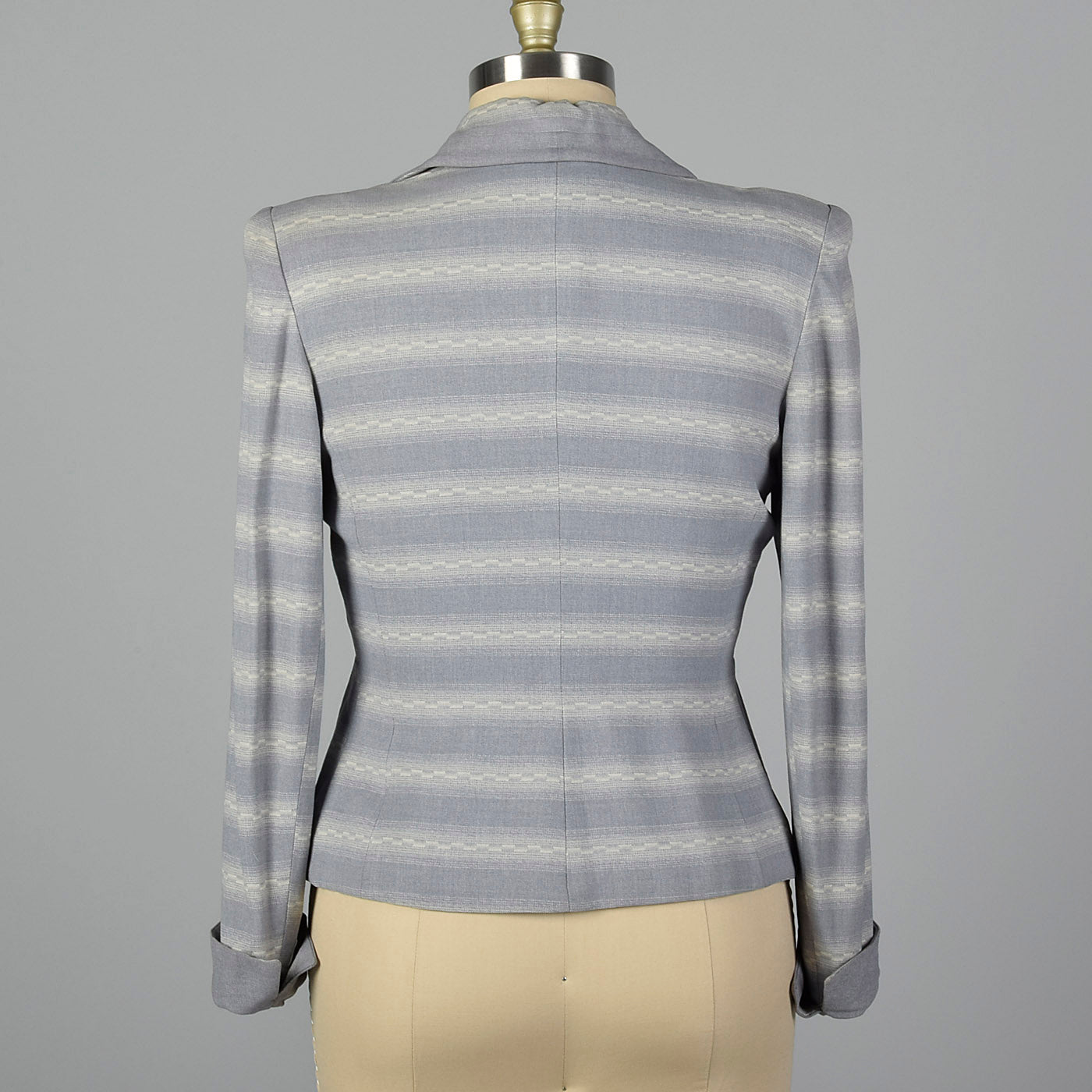 1950s Blue and White Stripe Fitted Blazer