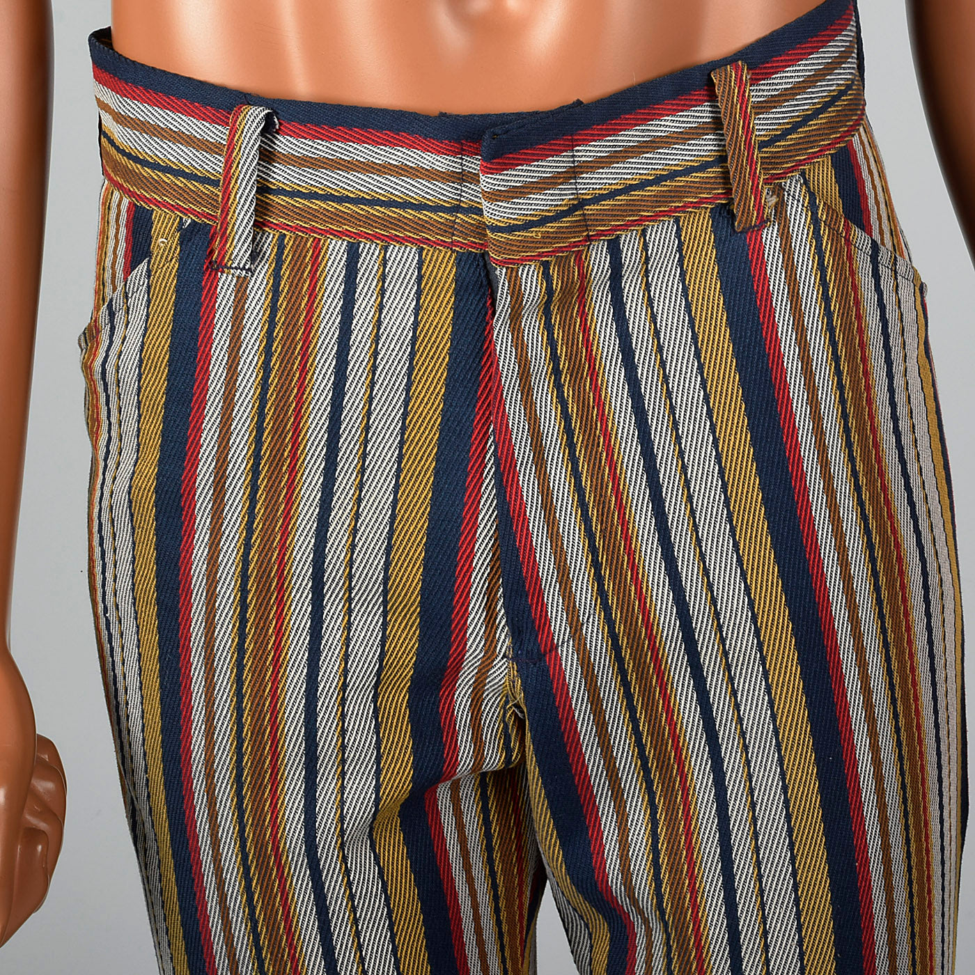 1970s Mens Flat Front Stripe Pants