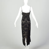 XL 1990s Lillie Rubin Dress Formal Evening Gown Black Prom Dress Illusion