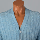 1960s Mens Baby Blue Cable Knit Cardigan