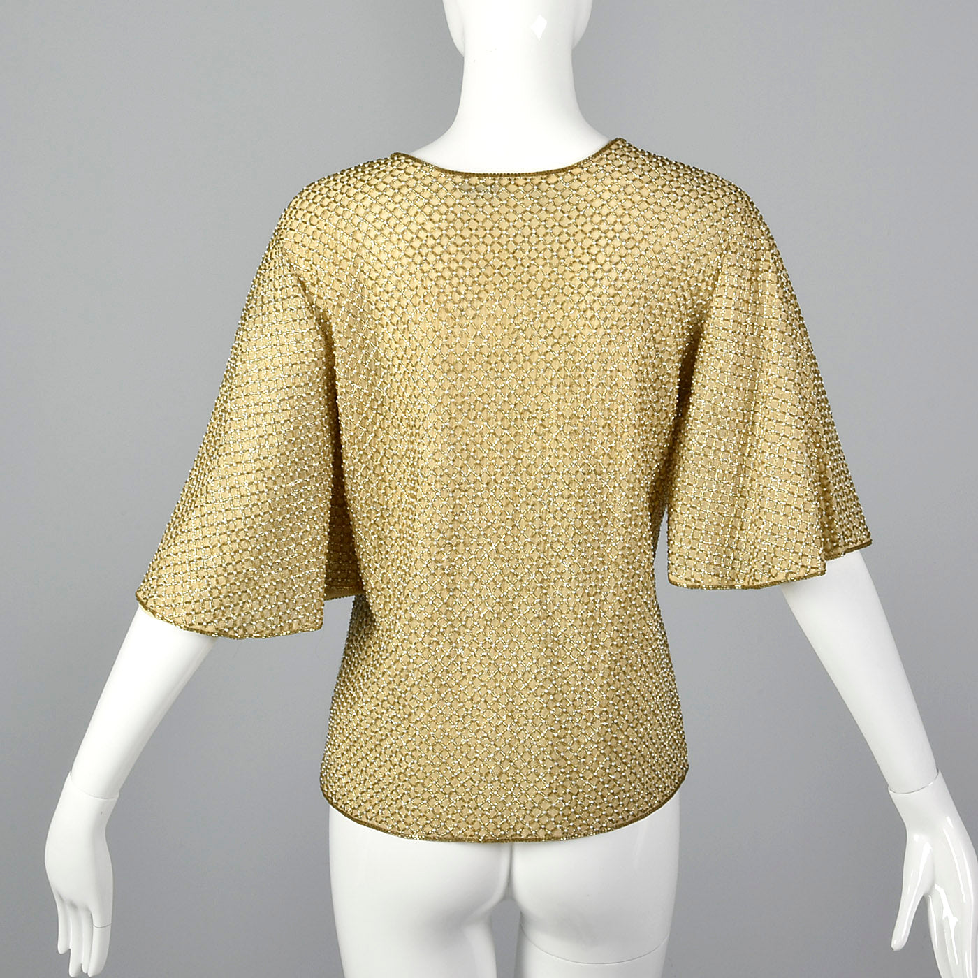 1960s Gold Beaded Cardigan with Flutter Sleeves