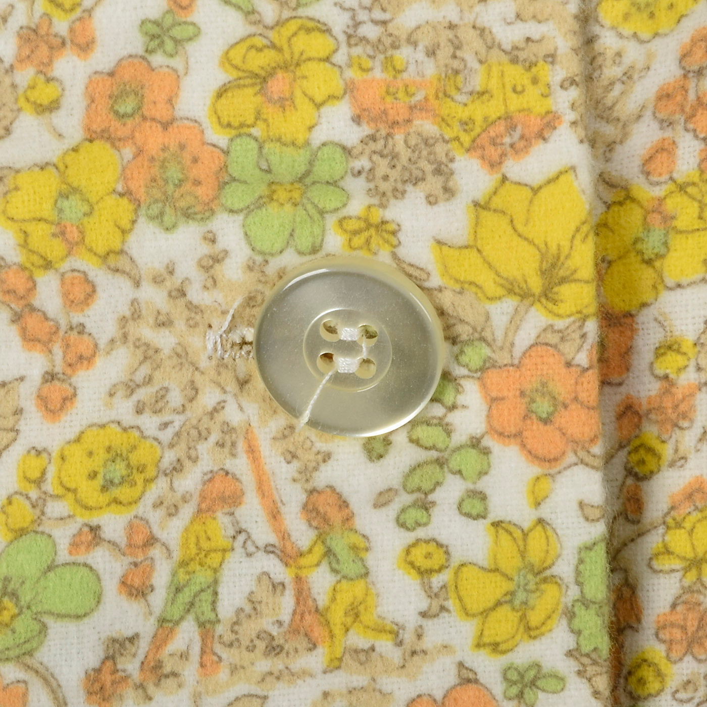 1960s Flannel PJ Set in Orange Floral Print