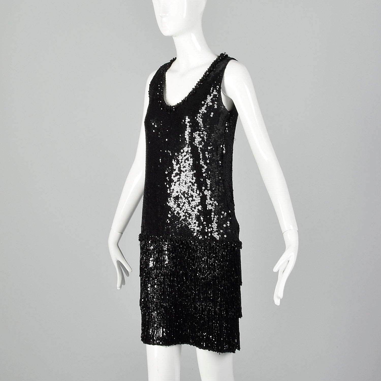 Small 1980s Black Sequin Shift Dress Style & Salvage Small 1980s Black Sequin Shift Dress Style & Salvage