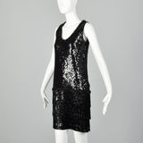 Small 1980s Black Sequin Shift Dress