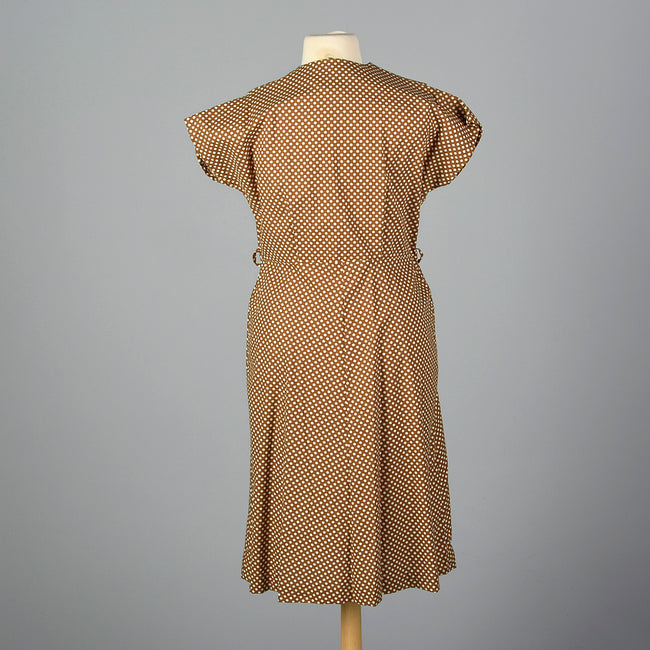 1950s Brown Polka Dot Day Dress