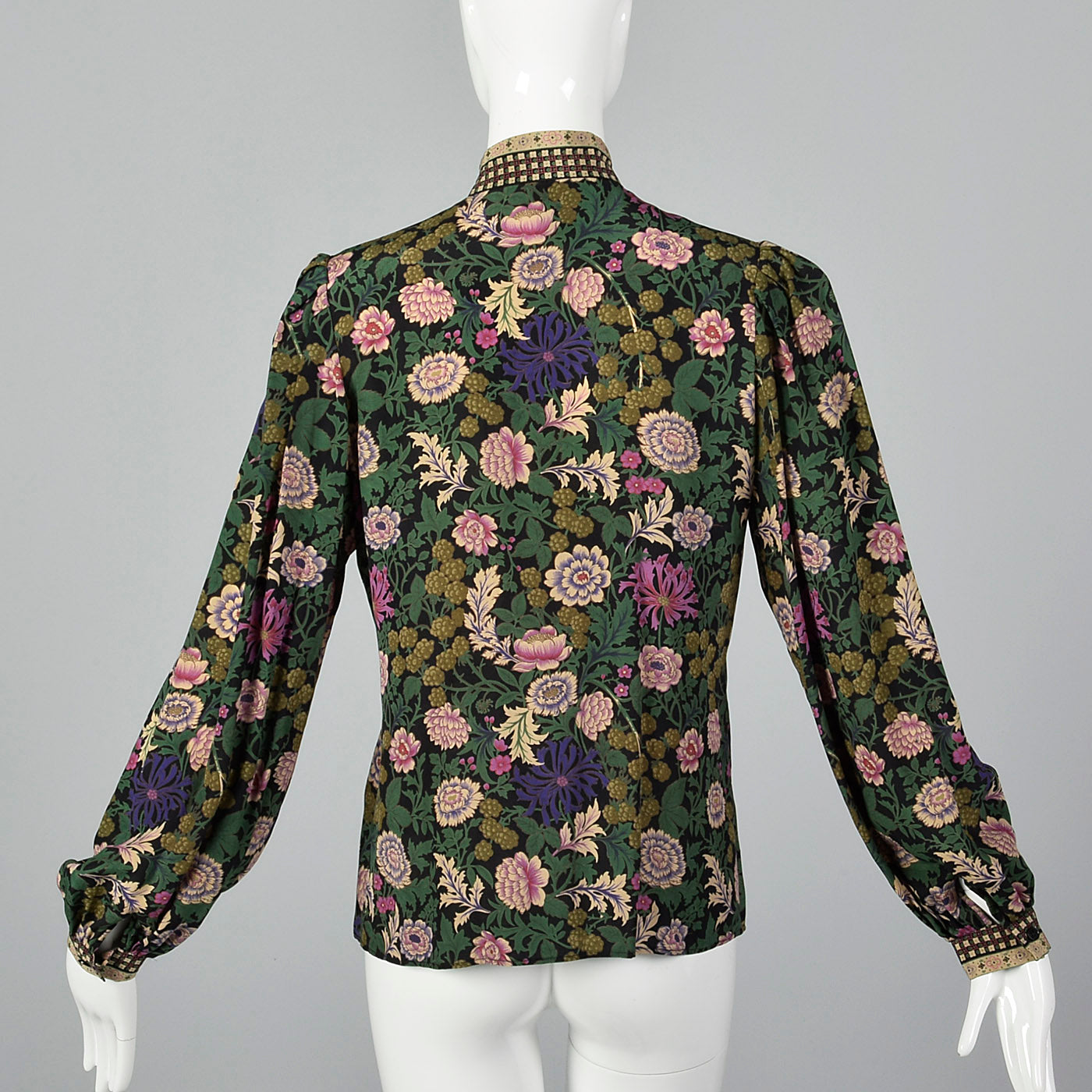 1980s Emanuel Ungaro Floral Print Silk Blouse