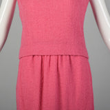 XS 1960s Pink Wool Tweed Top and Maxi Skirt Set