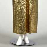 XS 1980s Mike Benet Gold Prom Dress Lamé Evening Gown Metallic Formal