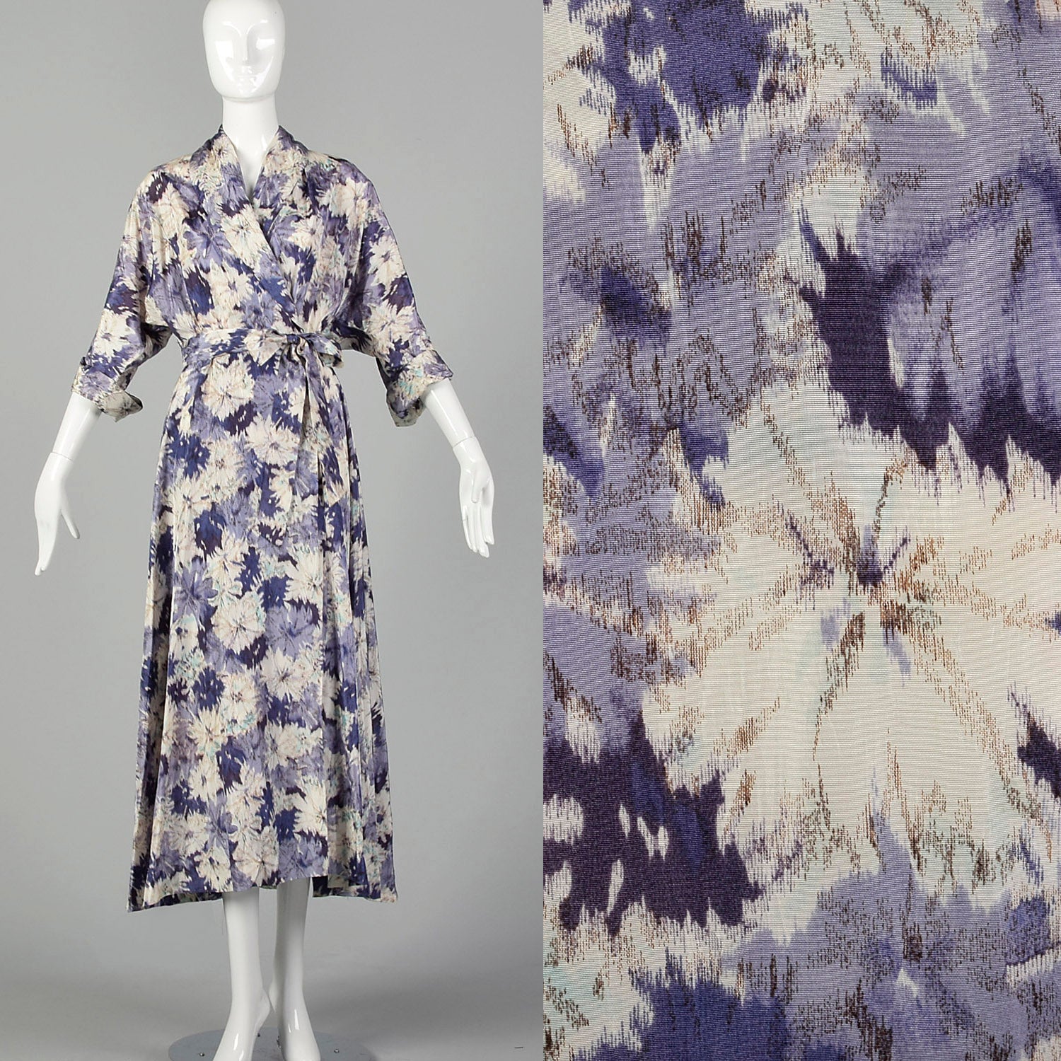 Large-XXL 1950s Purple Floral Robe