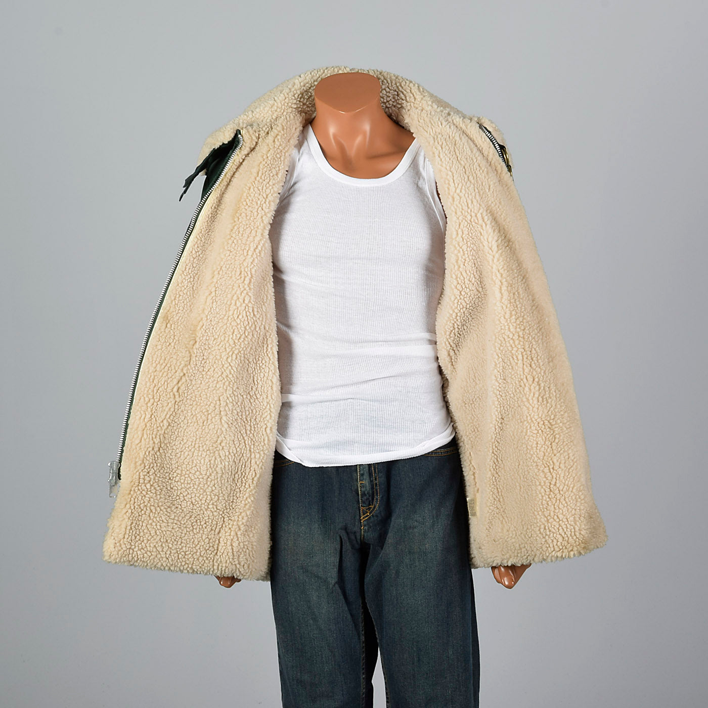 1960s Men's Green Satin Chore Coat