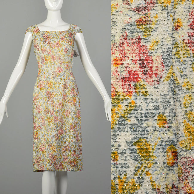 Small 1960s Shayne of Miami Floral Lurex Cocktail Dress