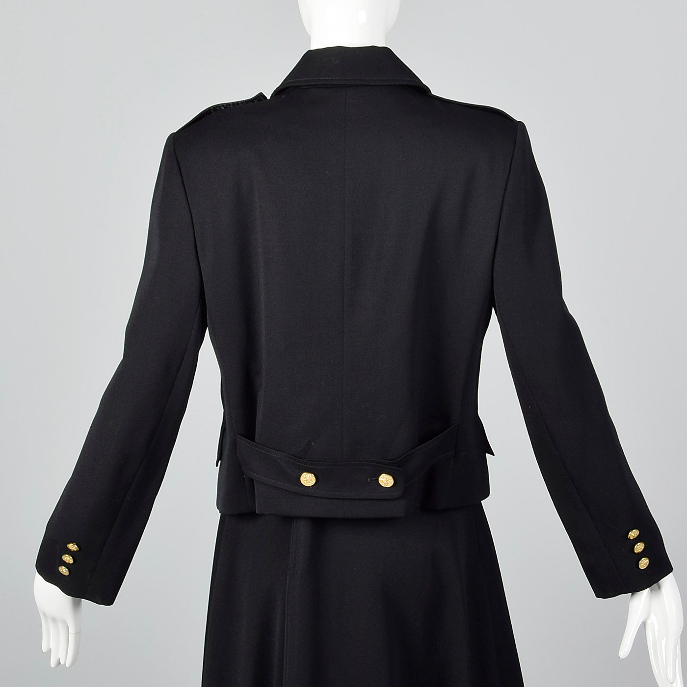 1960s Black Military Inspired Skirt Suit