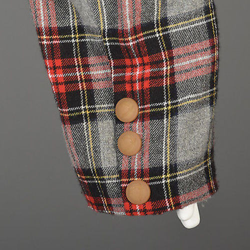 1990s Vivienne Westwood Anglomania Fitted Tartan Plaid Jacket with Extra Long Sleeves