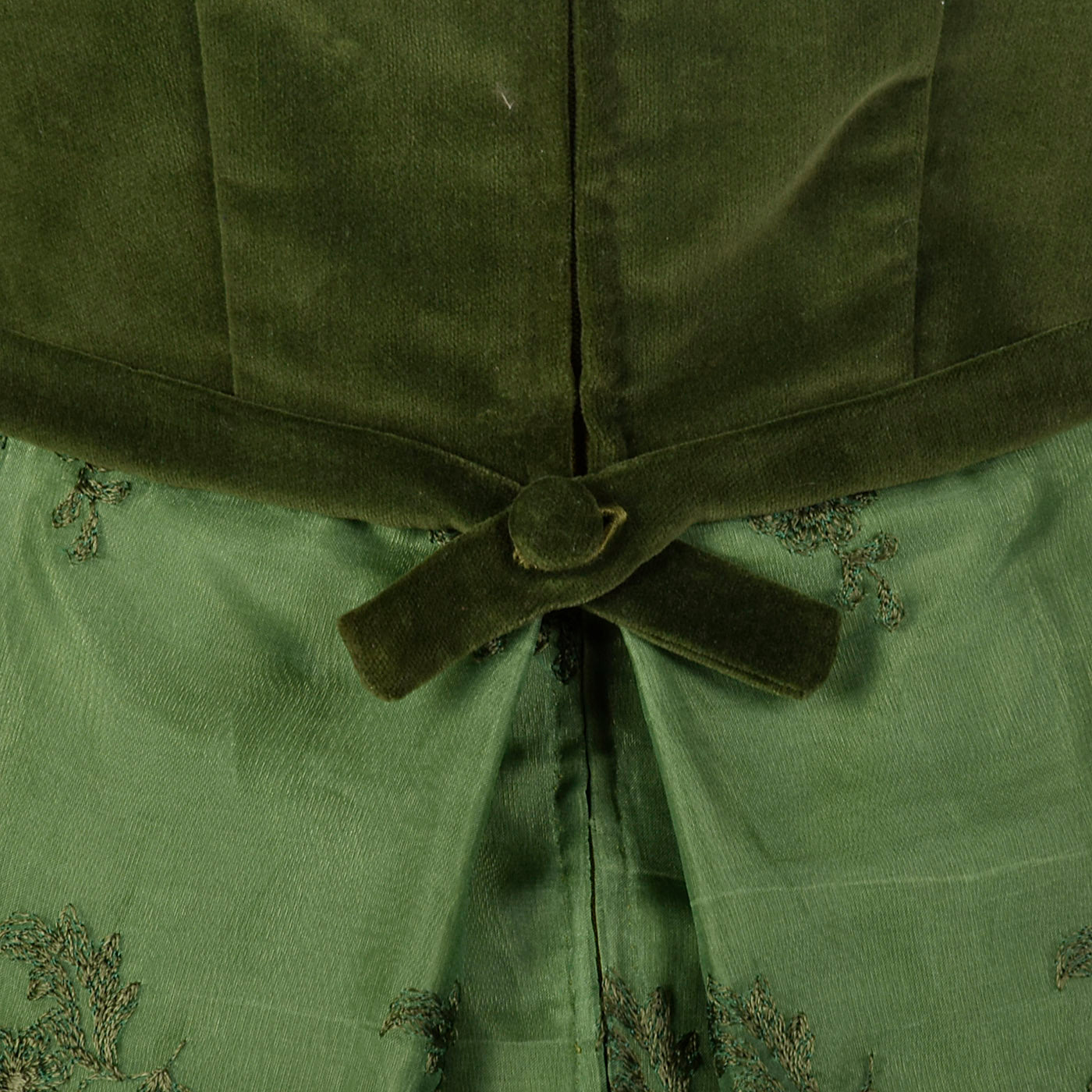 1960s Green Dress with Velvet Bodice