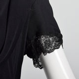 1940s Black Peplum Dress with Lace Collar and Cuffs