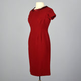 1950s Red Wool Dress with Satin Collar