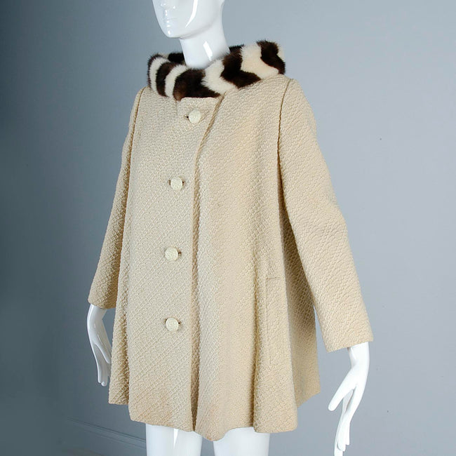 1950s Swing Jacket with Stripe Mink Collar