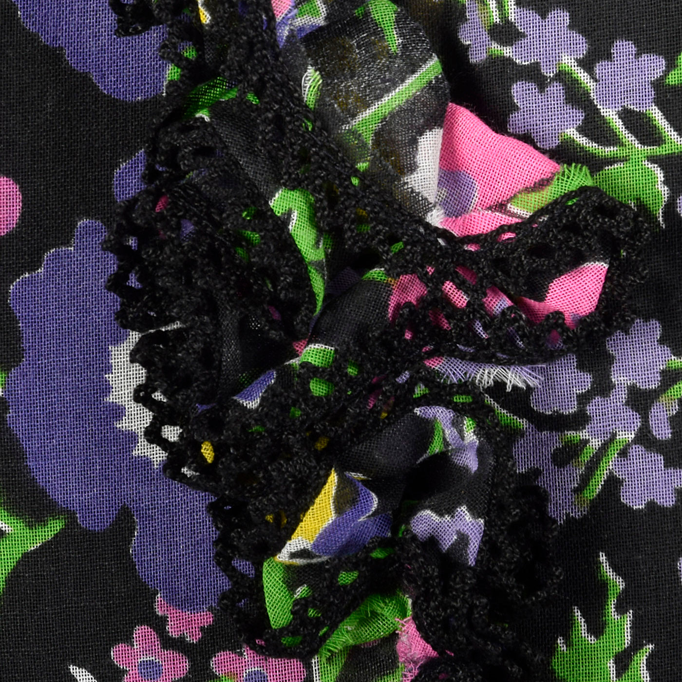 1970s Black Floral Maxi Dress
