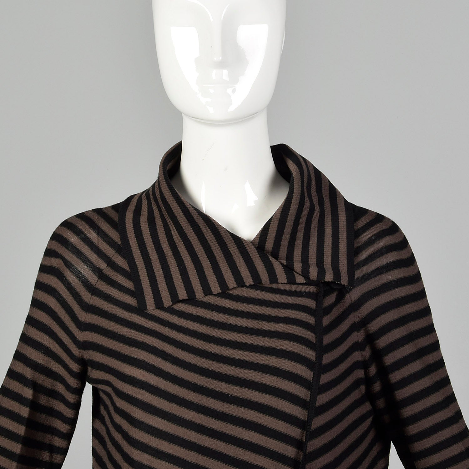 XS 1990s Black Brown Striped Cardigan Sweater