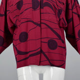 1980s Gianni Versace Purple Silk Blouse