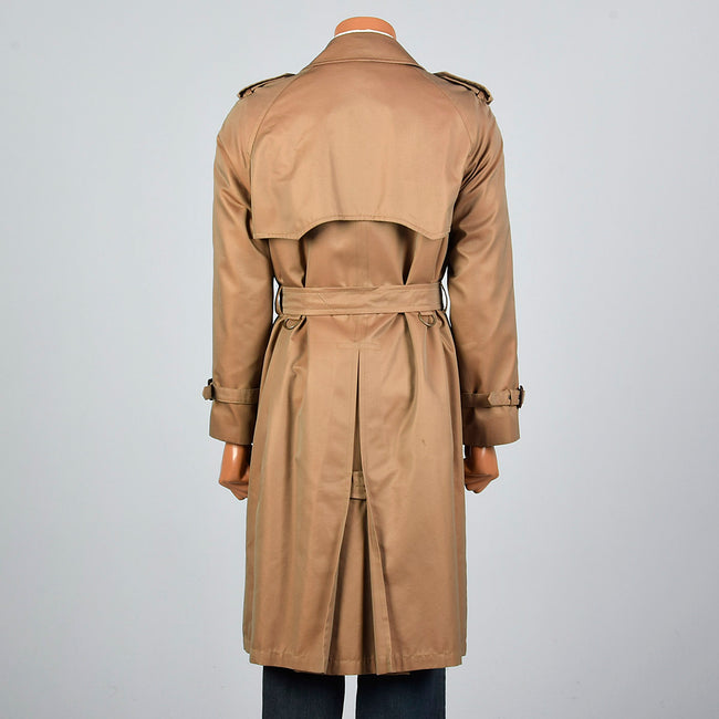 1990s Mens Saks Fifth Avenue Sharkskin Trench Coat