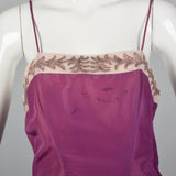 1940s Purple Taffeta Gown with Beaded Neckline